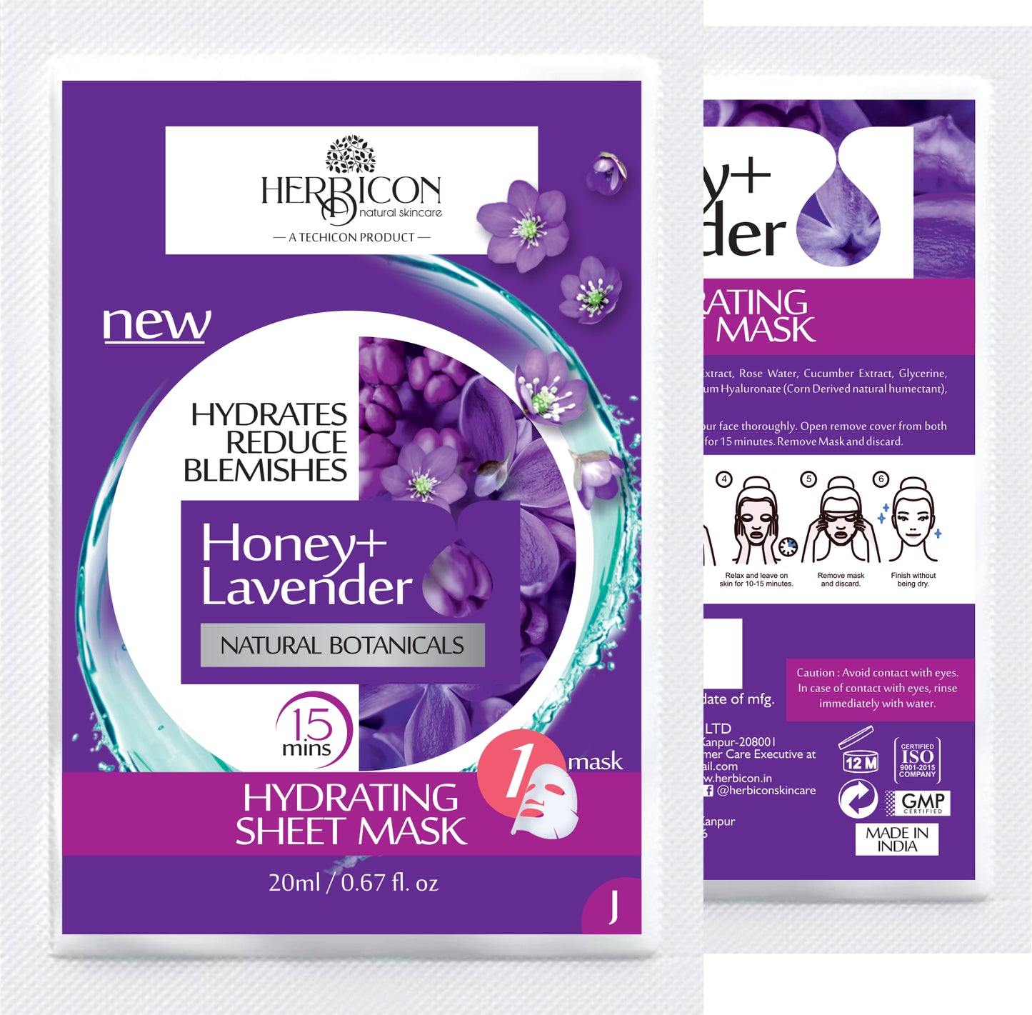 Herbicon Honey With Lavender Face Sheet Mask For Light-Weight, Soothing and Brightening Skin - 20 ML