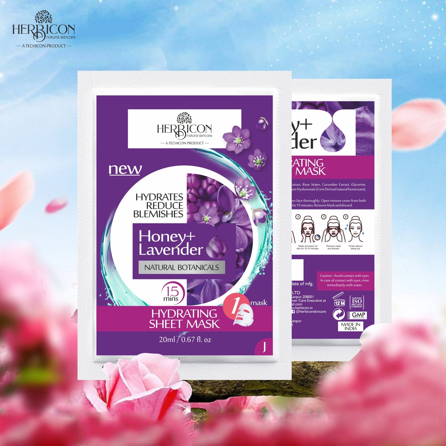 Herbicon Honey With Lavender Face Sheet Mask For Light-Weight, Soothing and Brightening Skin - 20 ML