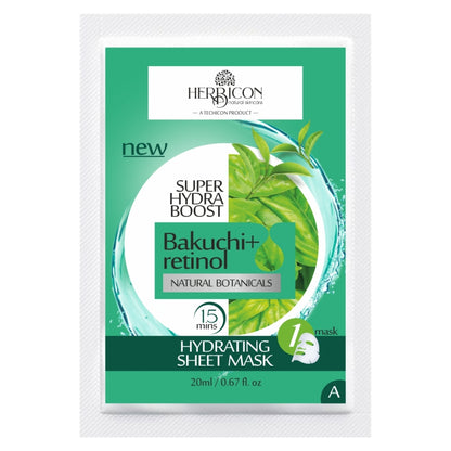 Herbicon Face Sheet Mask with Retinol and Bakuchi for Fine Lines and Wrinkles - 20 ML per sheet
