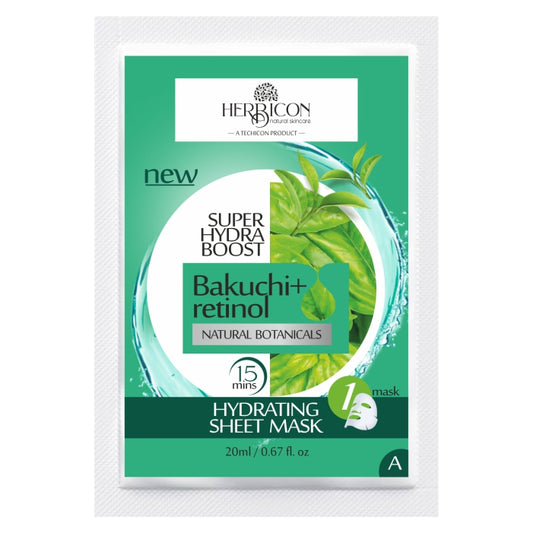 Herbicon Face Sheet Mask with Retinol and Bakuchi for Fine Lines and Wrinkles - 20 ML per sheet