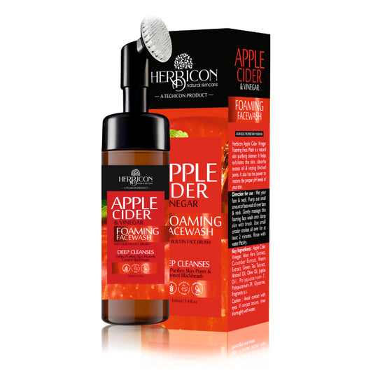 Herbicon Apple Cider Vinegar Foaming Face Wash for purifies skin pores and control blackheads - 100 ML