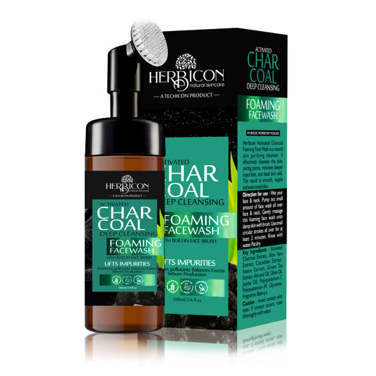 Herbicon Activated Charcoal Foaming Face Wash for lift impurities and control excess sebum production - 100 ML