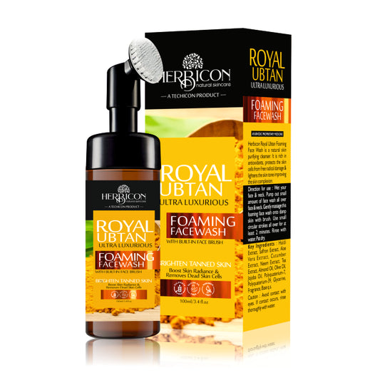 Herbicon Royal Ubtan Foaming Face Wash for brightens Tanned skin and remove dead skin cells - 100 ML