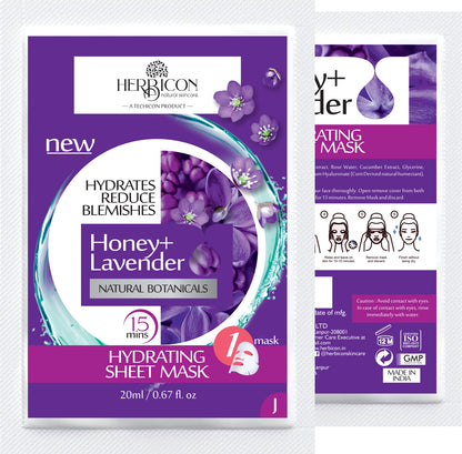 Herbicon Honey With Lavender Face Sheet Mask For Light-Weight, Soothing and Brightening Skin - 20 ML