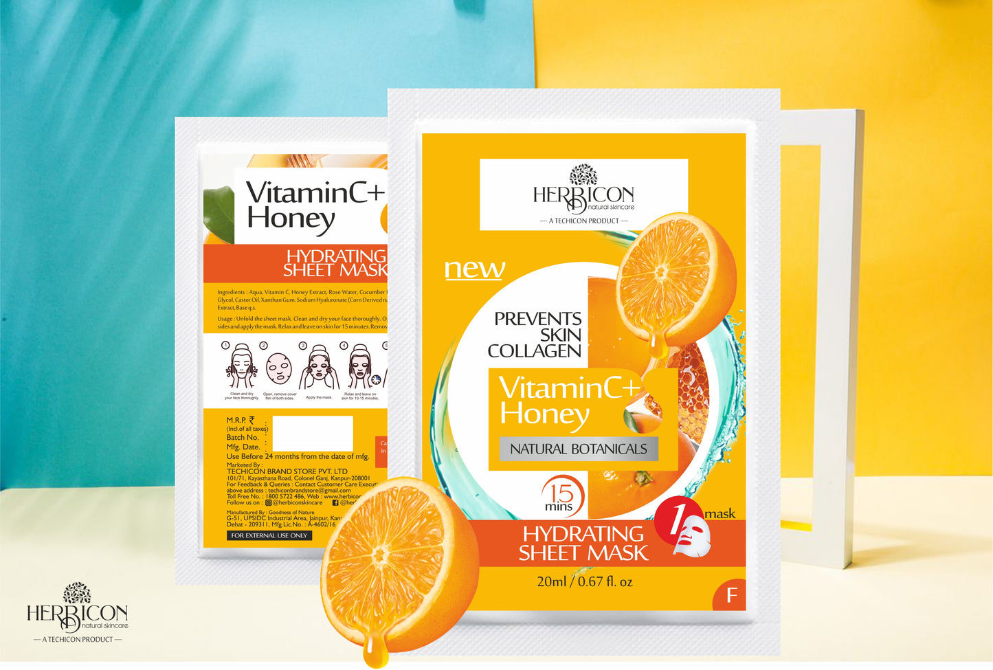 Herbicon Vitamin C Face Sheet Mask with Vitamin C and Honey for Skin Illumination - 20 ML